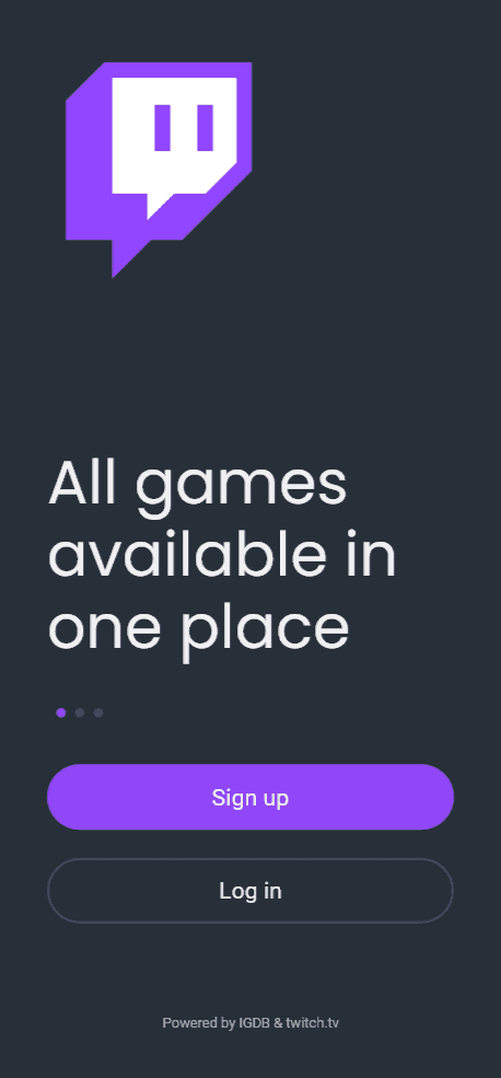 IGDB game recommendation app UI